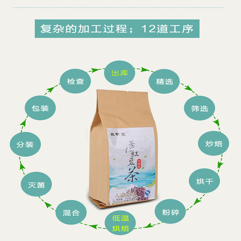3袋起售[众明堂]红豆薏仁茶 薏苡仁芡实薏米茶湿清茶40包 祛赤小豆 祛湿养生袋泡茶