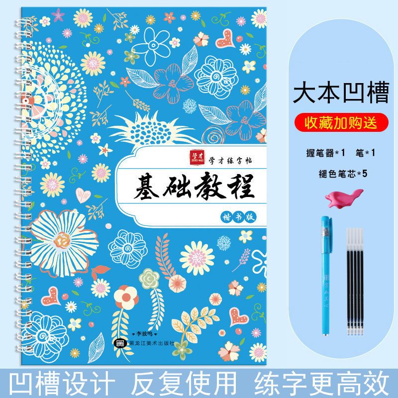 正楷练字帖成人练字帖高中初中生楷书凹槽速成练字本男女生初学者 基础教程 送1笔杆1握笔器5支笔芯