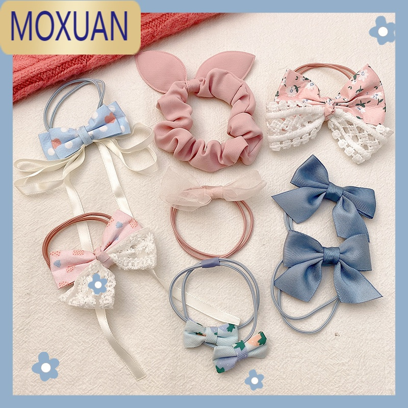 MOXUAN儿童蝴蝶结飘带发圈头饰韩国可爱女童扎头发橡皮筋发绳不伤发头绳