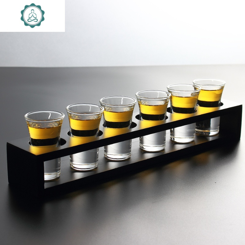 白酒杯玻璃酒具套装杯架家用创意洋酒杯鸡尾酒烈酒小一口杯子弹杯封后