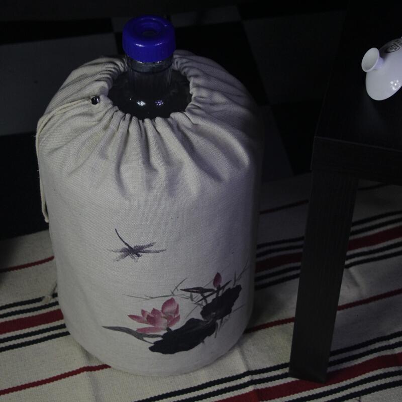 饮水机大桶水布艺装饰防尘罩套子家用客厅茶吧定制logo荷花亚麻倒放式(口朝下)