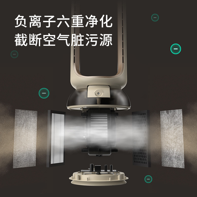 大宇(DAEWOO)隐藏风叶式电风扇智能加湿净化扇 AM01 冰奶白