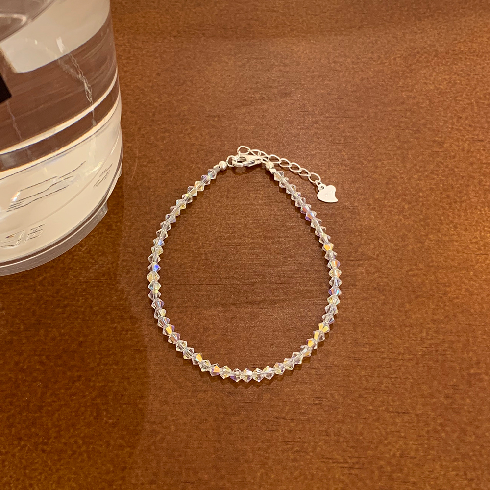 为晚施家奥地利白水晶手链轻奢小众精致叠戴手串高颜值学生党配饰 s925纯银奥地利施家白水晶手链