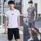 男运动套装夏季短袖短裤纯棉爸爸薄款跑步服中老年休闲两件套中年