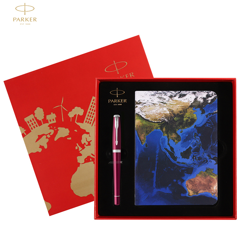 派克（PARKER）签字笔礼盒 都市粉红白夹宝珠笔+NASA AR笔记本礼盒套装