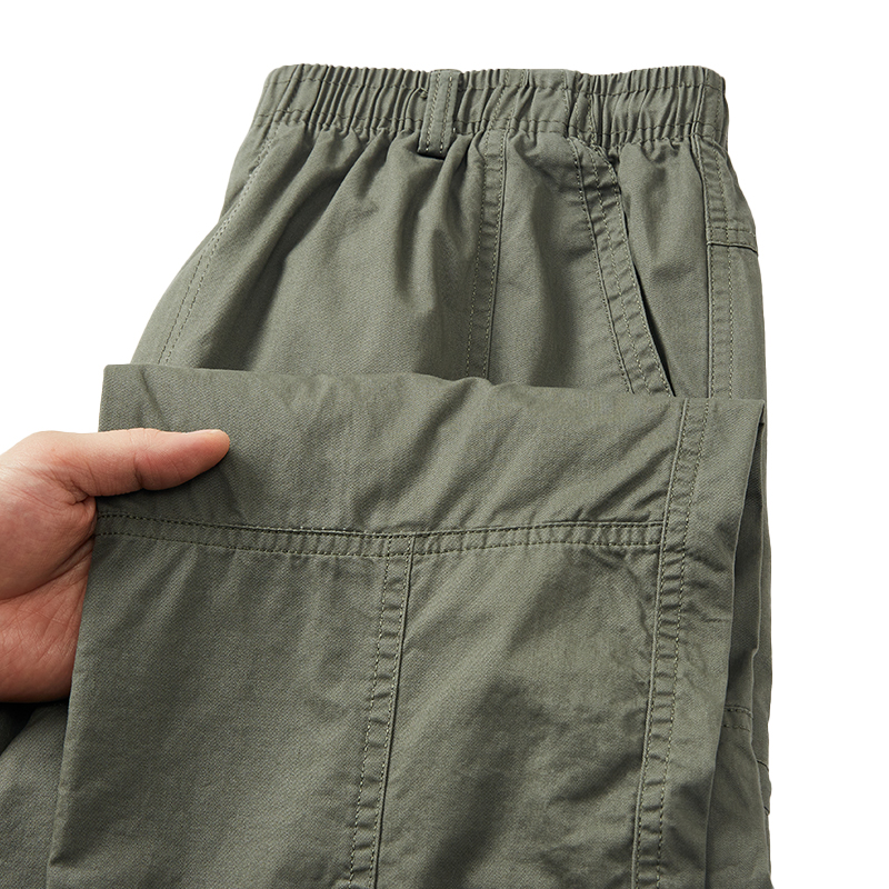 恒源祥多口袋工装裤男士纯棉休闲裤春秋薄款中年大码宽松直裤祥棉高清大图