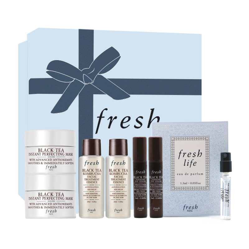 馥蕾诗FRESH红茶礼盒 红茶(凝时面膜15ml*2+精华液20ml*2+眼部精华露2ml*2+西柚香氛1.5ml*1)高清大图