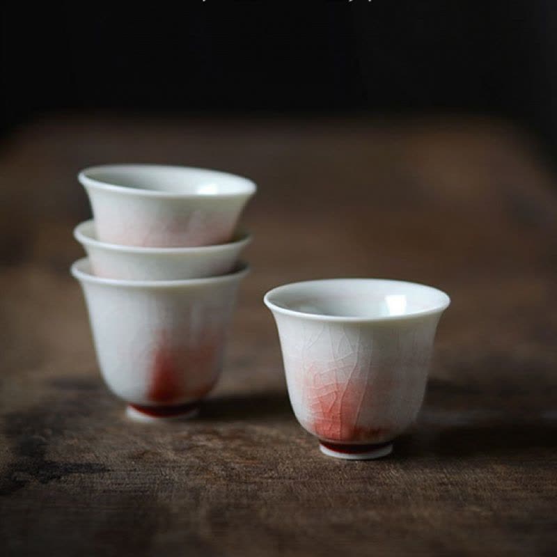 美帮汇溪红釉薄胎茶杯郎红冰裂釉开片蛋壳杯陶瓷大杯品茗杯茶盏主人杯图片