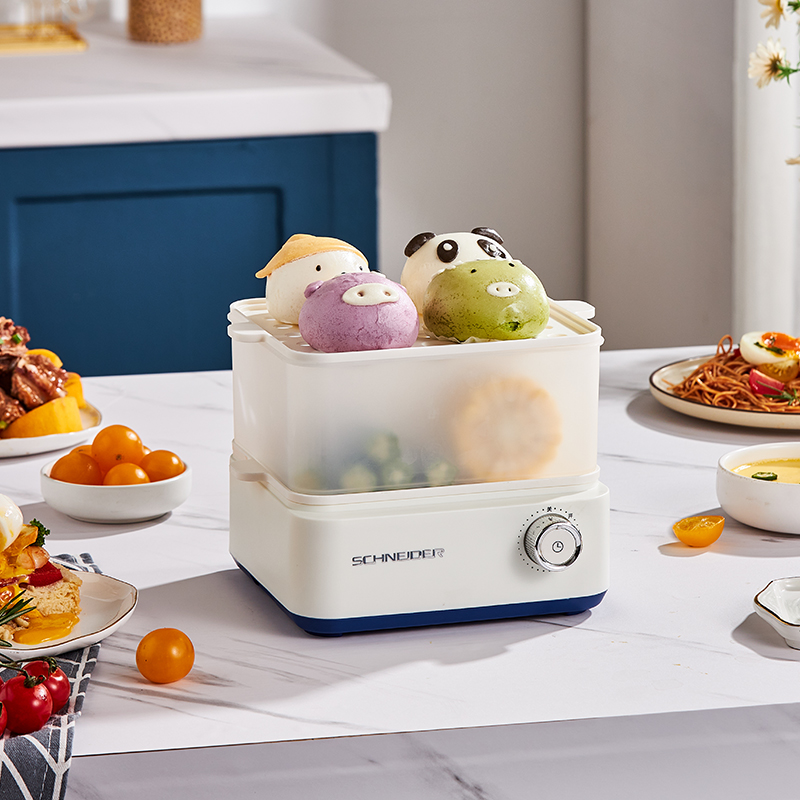 SCHNEIDER施耐德电蒸锅 双层迷你小蒸锅元气早餐小方盒 SWK-XDL01高清大图