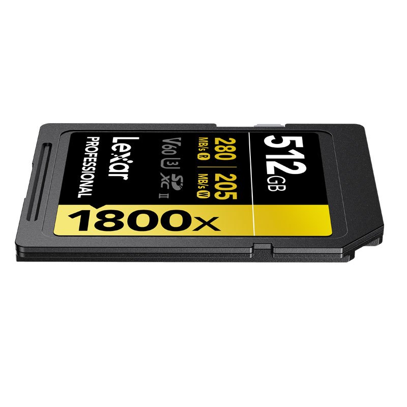 雷克沙(Lexar)SD卡512GB 1800x相机内存卡读280MB/s写205MB/s单反存储卡C10 U3 V60