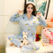 咭木咭木(JIMU JIMU)睡衣女春秋季夏长袖韩版月子服甜美可爱薄款开衫家居服产后套装