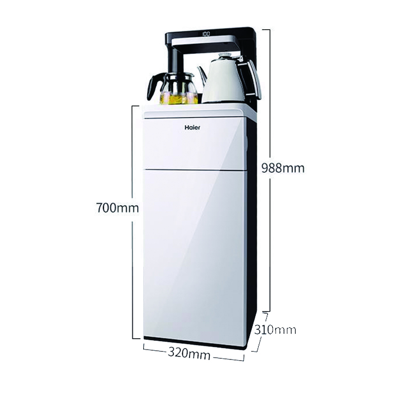 海尔(Haier)小白茶吧机 家用立式饮水机办公室智能多功能温热型双门自动上水可调温 YR1962-CB 梨花白