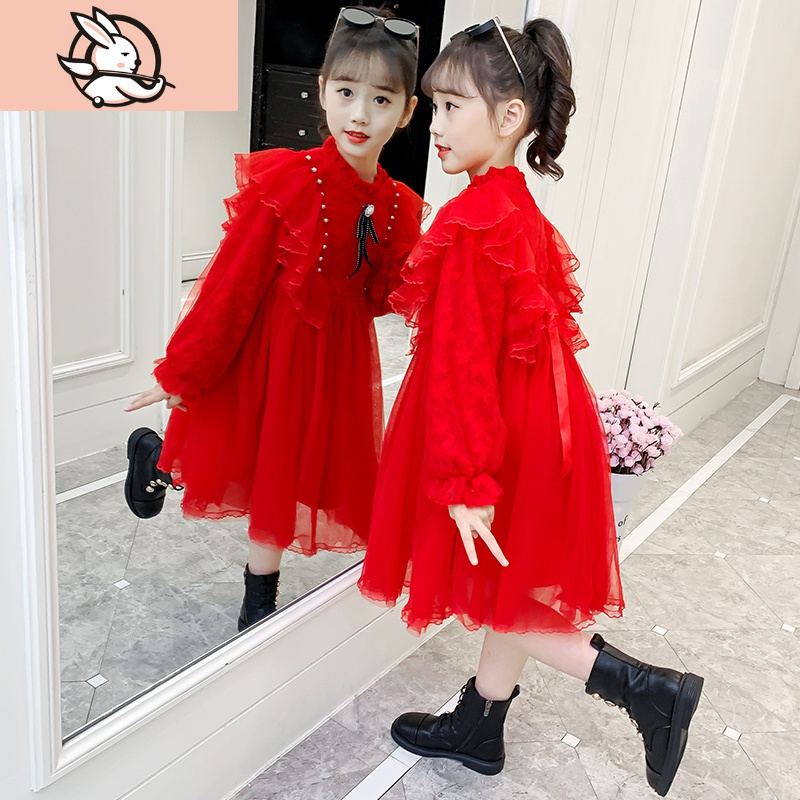 HUAYANGTU女童秋冬连衣裙2020新款儿童洋气加厚公主裙中大童冬季小女孩裙子裙子童