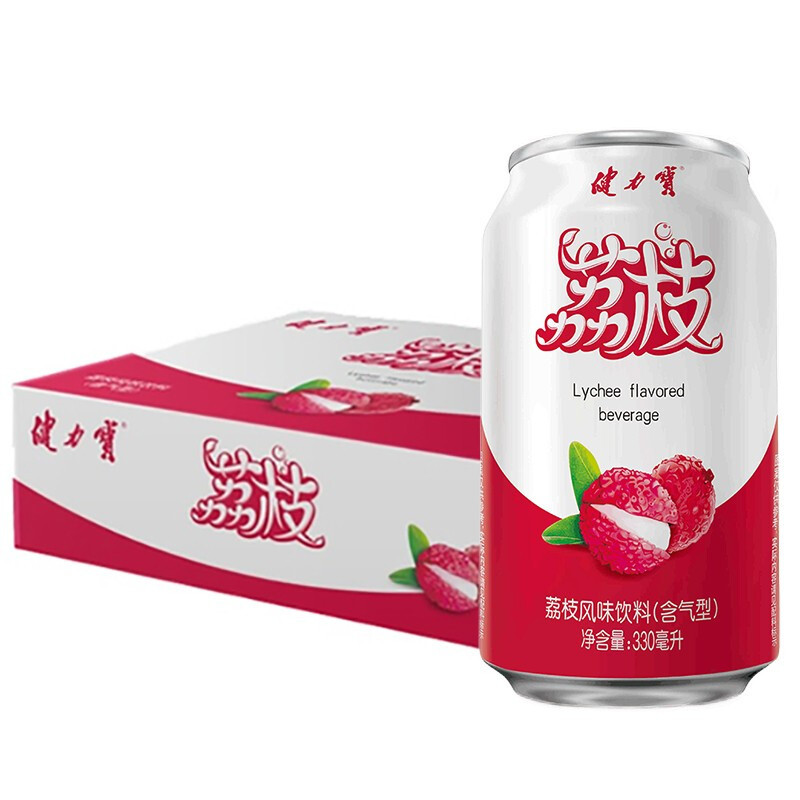 健力宝荔枝味饮料汽泡水330ml罐装荔枝汽水饮料