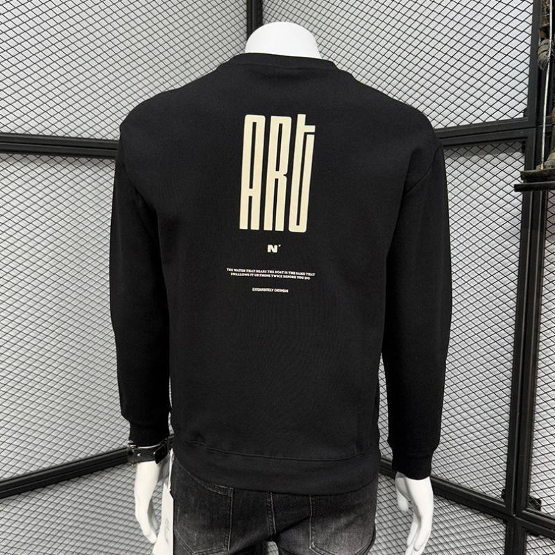 字母潮流卫衣男秋冬季新款潮牌修身长袖体恤套头内搭休闲圆领上衣_457_980高清大图