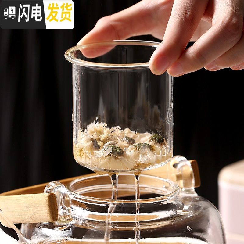 三维工匠玻璃泡茶壶家用可高温烧水壶花茶专用茶具套装电陶炉小型单煮茶器 单壶-1000
