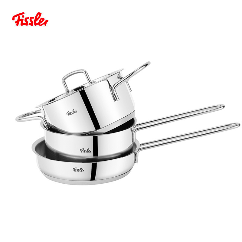 德国菲仕乐/Fissler 三件组套装带钢盖 礼品套锅 不锈钢奶锅煮锅炖锅煎锅 多用途304不锈钢燃气灶电陶炉电磁炉通用