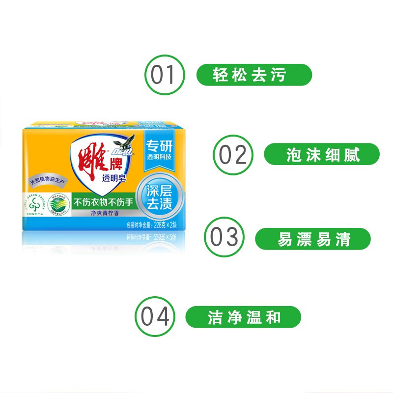 雕牌透明皂深层去渍净爽青柠香228g*2*12组(包装随机)高清大图