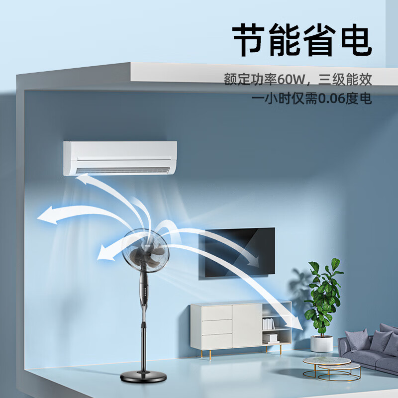 海尔(Haier)电风扇 HFS-J3531 五叶宽幅家用落地扇机械款远距立式电风扇客厅节能轻音伸缩电扇大广角摇头风扇高清大图