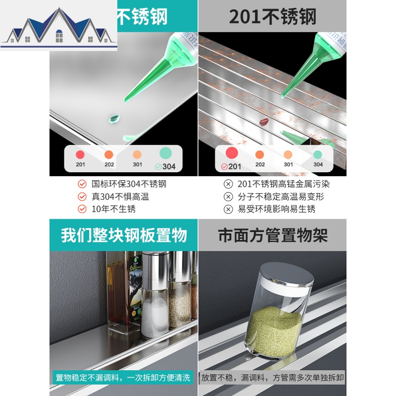 304不锈钢黑色厨房置物架壁挂式调料架锅盖碗碟收纳挂件挂架套餐 三维工匠高清大图