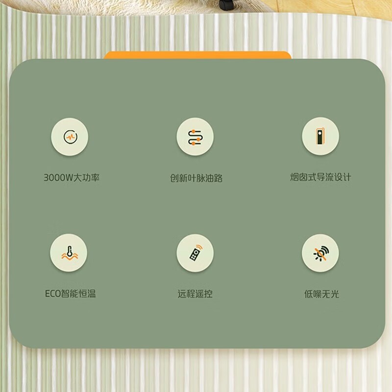 格力油汀取暖器3000W大功率13片加热立式家用21-30㎡带衣架加湿盒低噪节能设计高清大图