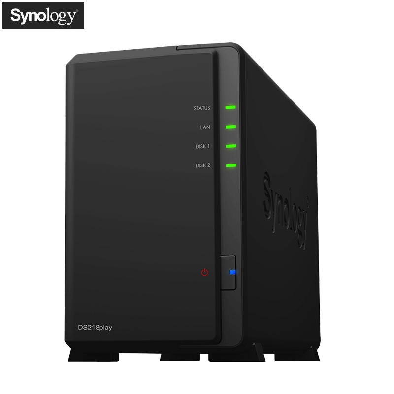 群晖(Synology)DS218play 2盘位网络存储服务器 (无内置硬盘 )不规则体SATA接端口支持NAS盘红盘