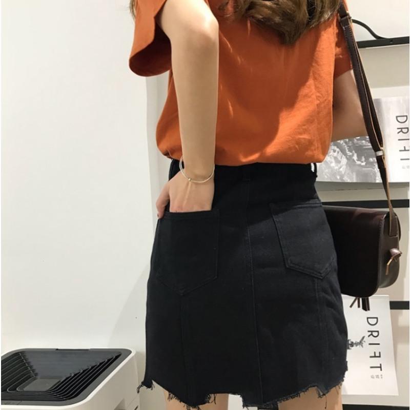 大码女装牛仔半身裙夏2021新款早秋胖妹妹mm高腰显瘦包臀a字短裙 237黑色 S[建议80-95斤]