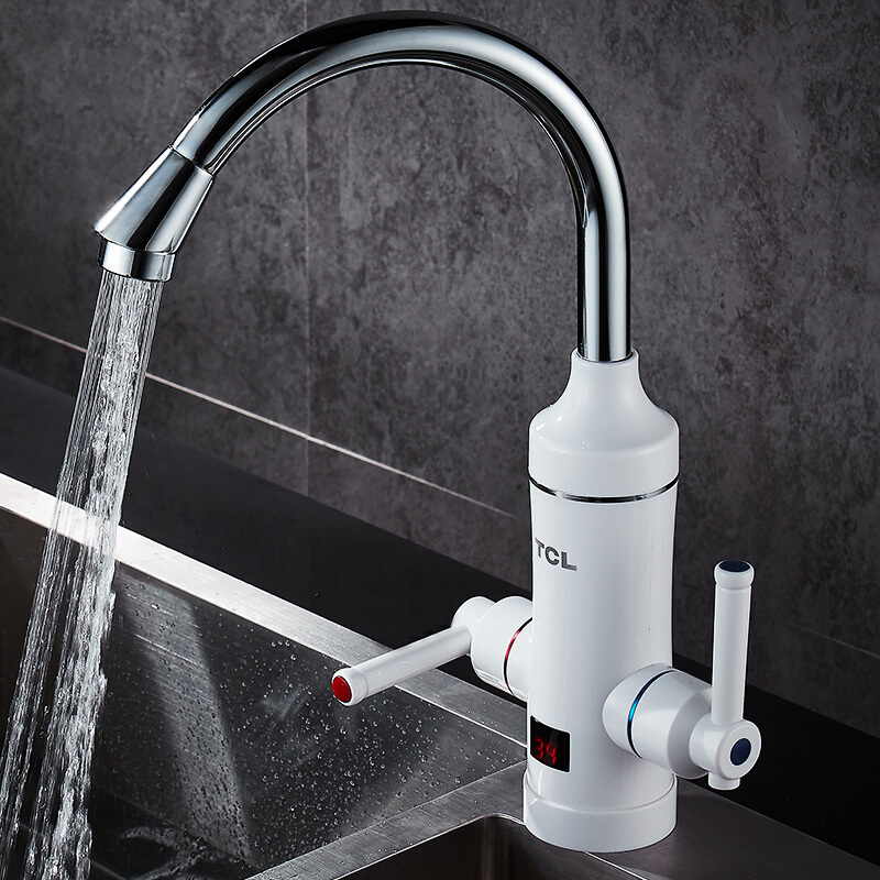 TCL即热电热水龙头加热器厨宝热得快水龙头家用卫生间小型TDR-30DX白色下进水
