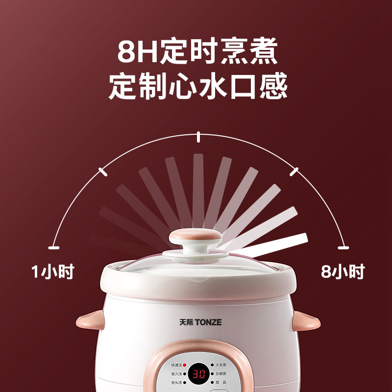 天际电炖炖锅陶瓷煲汤家用迷你宝宝炖锅bb煲煮粥神器熬煲汤锅养生锅燕窝银耳mini2-3人 DGD15-15DD