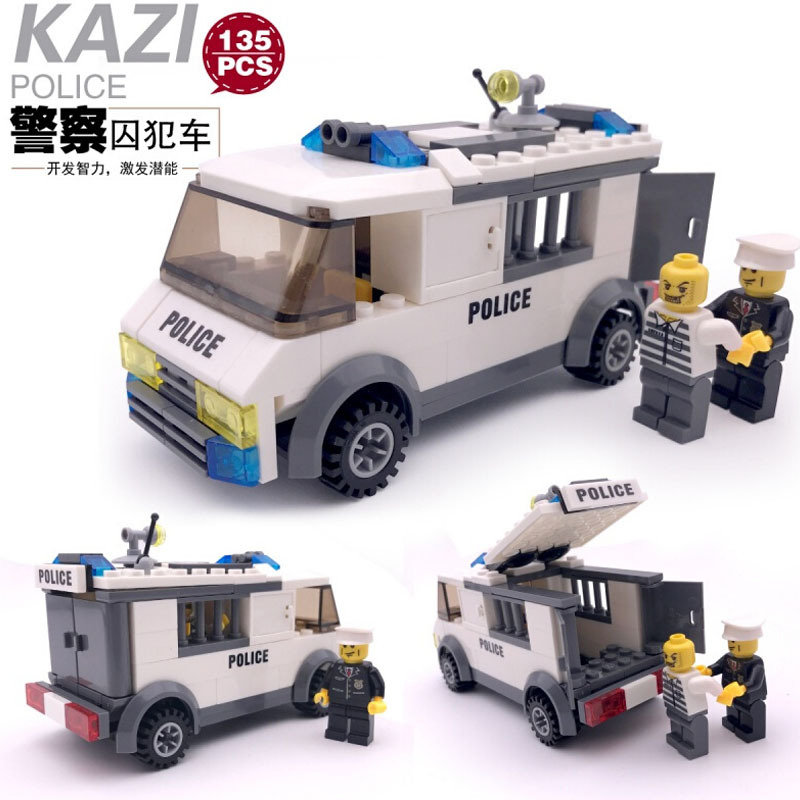 开智6730城市警察囚犯押送车儿童益智组拼装积木兼容乐高人仔玩具6岁以上塑料拼插玩具100-200块