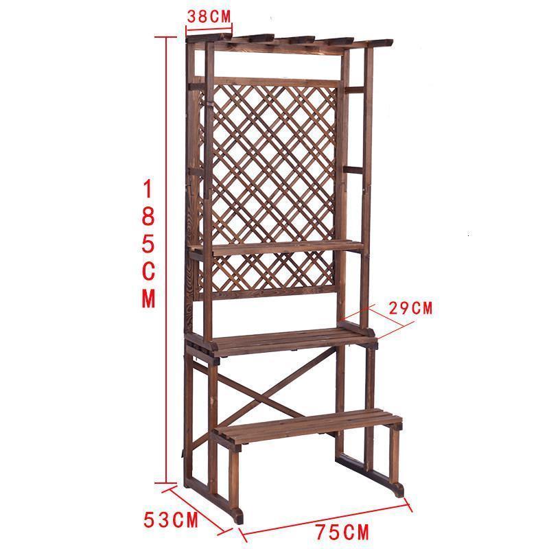 森美人木庭院阳台花架置物架实木落地式多层花架子室外户外花盆架子 改版高185宽75（三层）