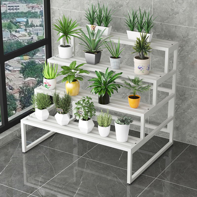 北欧花架子铁艺室内阳台置物展示架落地阶梯式客厅多层移动花盆架花架