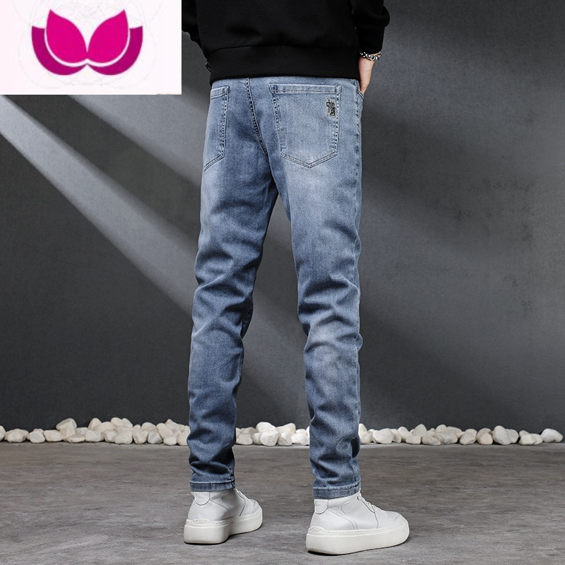 七斓牛仔裤男潮流百搭青年潮牌修身小脚小直筒款弹力新塘春季夏季薄款