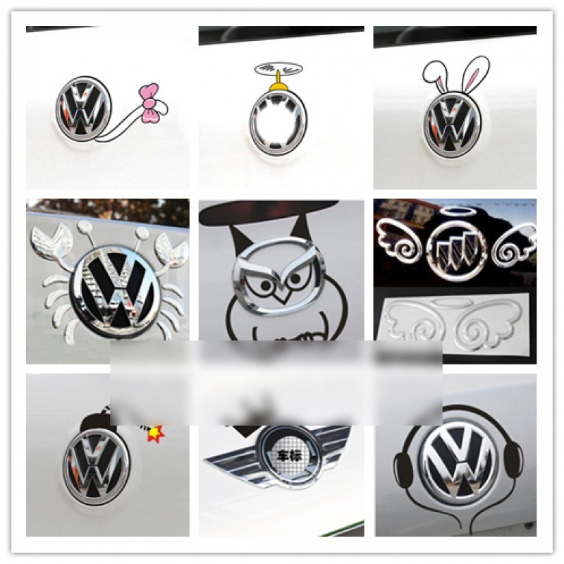 贴纸改装贴花适用于大众马自达别克翅膀螃蟹恶魔个性车标贴黑色章鱼