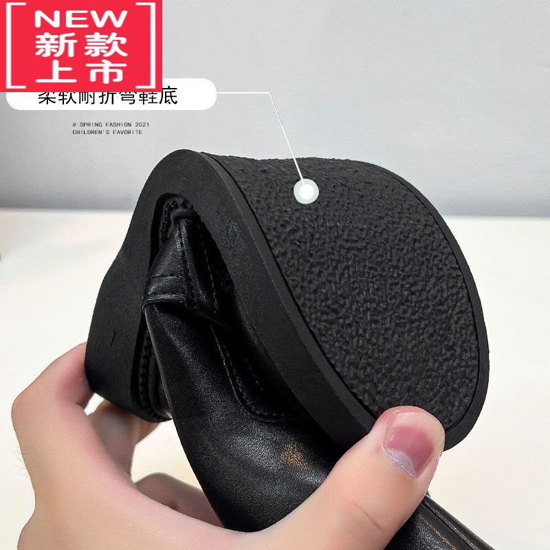 可莉允女童靴子秋冬季加绒公主鞋英伦风高筒单靴子小女孩皮靴儿童长筒靴图片