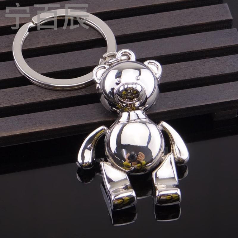 宁百辰外贸批金属卡通公仔礼品创意3D立体活动小熊挂件钥匙扣定制logo