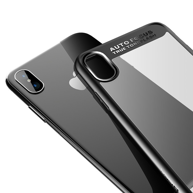 洛克(ROCK)苹果X/10/XS手机壳透明 iPhoneX/10保护套 全包防摔防尘硬壳 晶彩系列 黑色