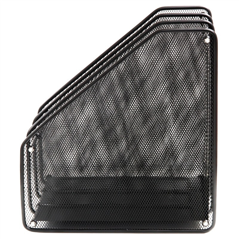 得力(deli) 78987三联金属网状带笔筒 文件盘文件筐 (个) 黑色高清大图