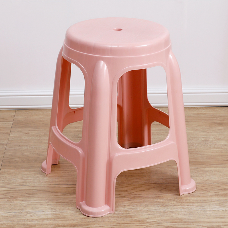 汐岩加厚塑料凳子家用板凳方凳高凳简约客厅餐桌塑胶椅经济型胶凳椅子 单色款浅粉色:10张