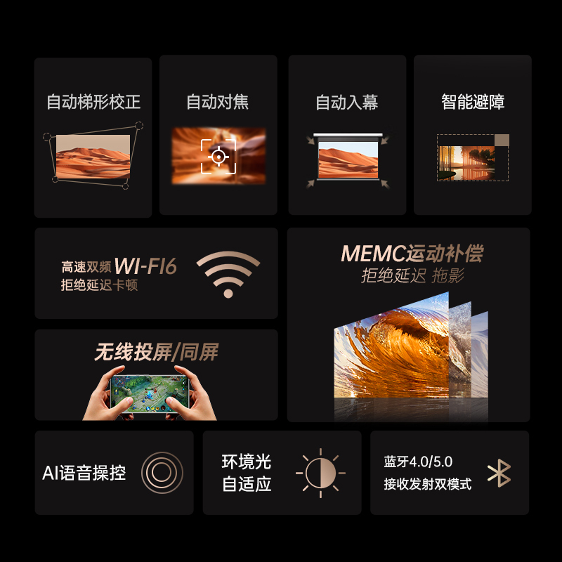 爱国者(aigo)H28 投影仪家用 智能投影机家庭影院(自动对焦校正 自动入幕 悬浮音箱 自动避障)