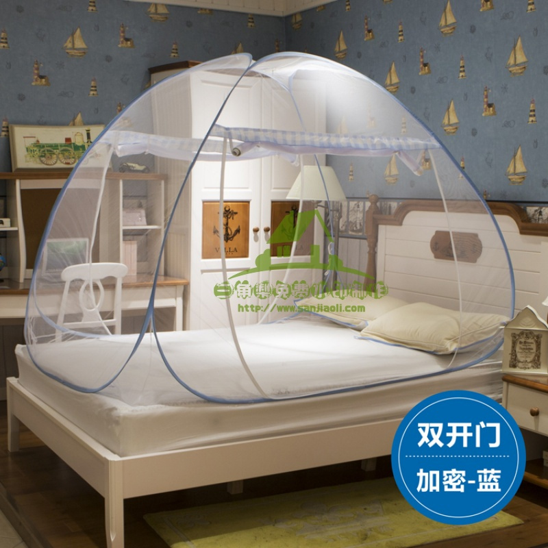 新款蚊帐蒙古包三开免安装折叠拉链有底学生双人1.2米1.5/1.8m家用