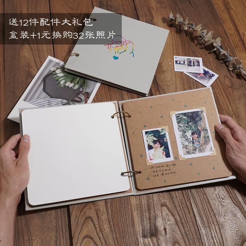 南木情侣活页相册周年纪念diy照片ins创意手绘生日本手工制作 三维工匠 礼盒装 牛卡内页(30张)高清大图