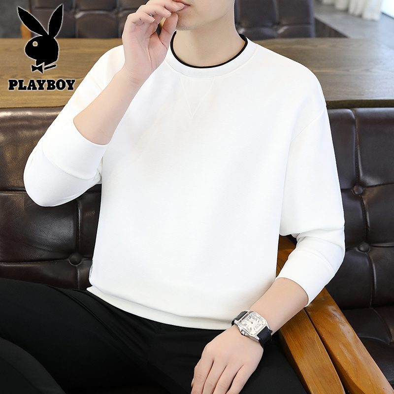 花花公子新款【】春秋休闲圆领卫衣男长袖T恤新面料打底衫高清大图