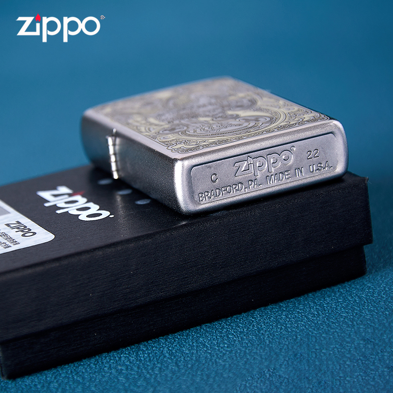[苏宁自营]Zippo打火机煤油防风磨砂雕刻上古神兽招财貔貅招财进宝送礼套装zippo