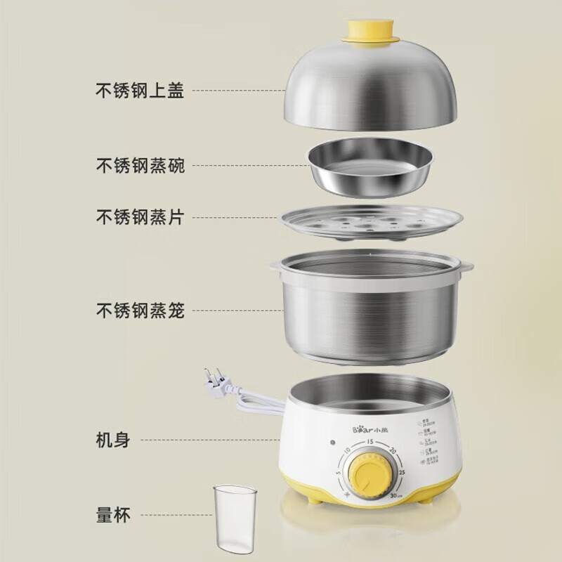 小熊蒸蛋器自动断电家用多功能不锈钢煮蛋器小型蒸蛋羹煮蛋神器ZDQ-A07U1高清大图