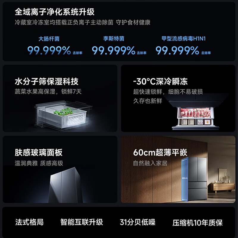 小米米家冰箱BCD-560WFSGPDIN星缎银高清大图