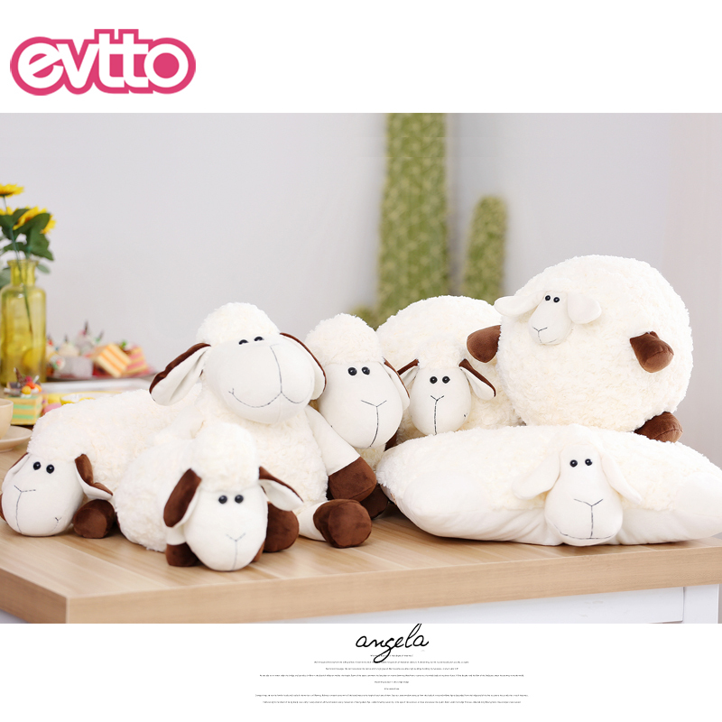 怡多贝evtto 白色32CM椭球型小羊布娃娃公仔毛绒玩具装饰摆件女生玩偶抱枕生日礼物玩偶适用6岁以上儿童 米白色 32