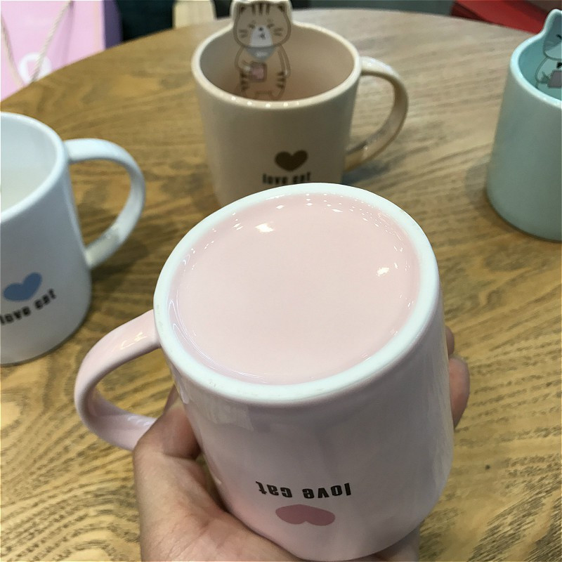 创意猫咪漱口杯牙杯牙缸刷牙杯陶瓷简约小清新情侣牙刷洗漱杯套装 三维工匠 黄色