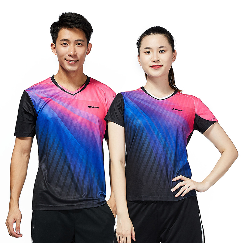川崎(KAWASAKI)2018新款羽毛球服上衣男女情侣款运动T恤吸汗透气速干短袖