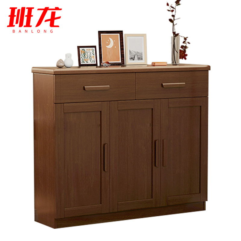 班龙实木鞋柜120*32*98cm三门台高清大图